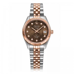 Alexandre Christie AC 5014 Silver Rosegold Brown Lady LDBTRBO